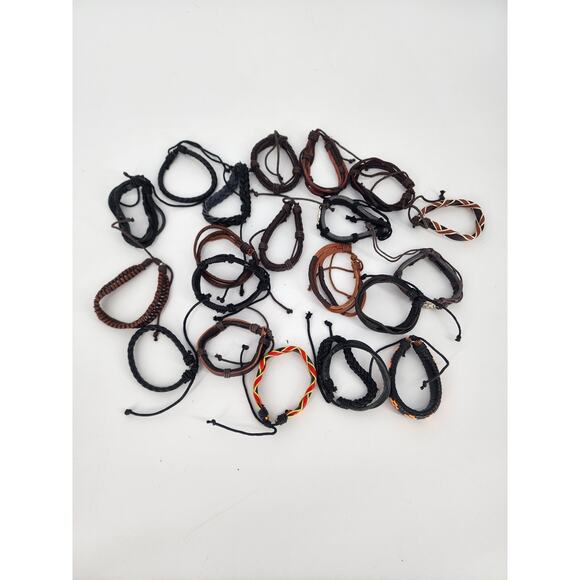 20 Pack Genuine Leather Bracelets - Picture 1 of 6
